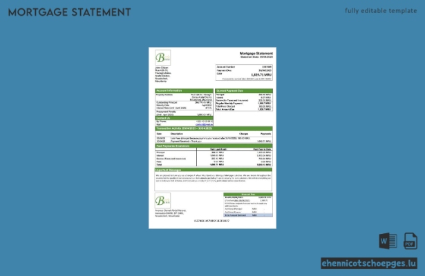 Mauritania Bank Al Wava Mauretanische islamische Hypothekenabrechnung (Word- und PDF-Beispielvorschau)